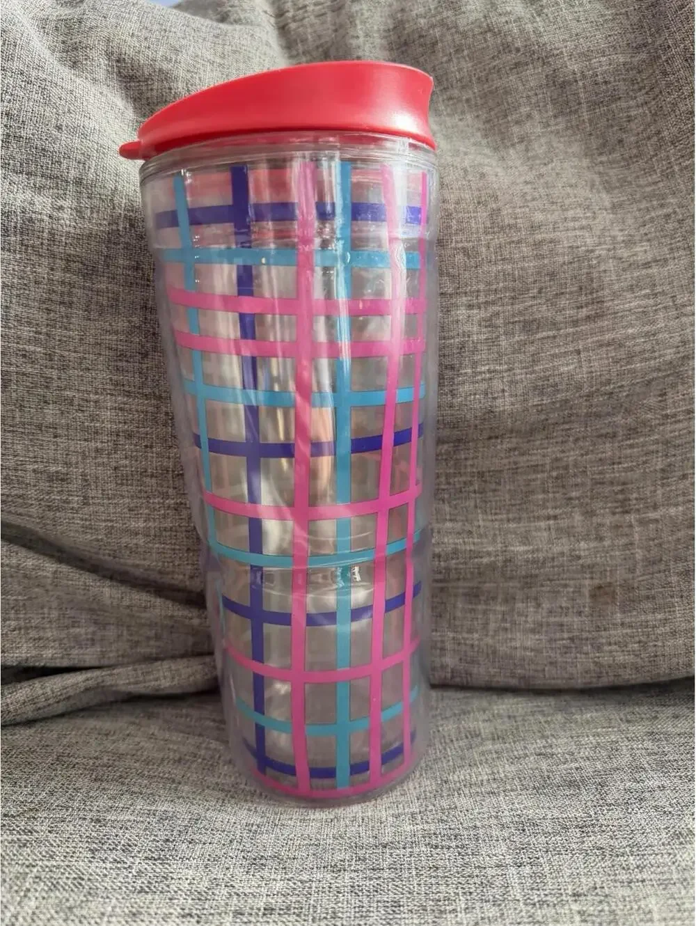 Bubba Double Walled Insulated Plastic Tumbler 24 Oz Blue Pink Plaid Lid